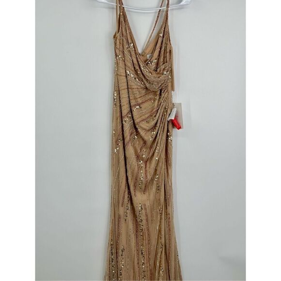 Mac Duggal NWT size 8 SEQUINED SPAGHETTI STRAP COWL BACK GOWN style 10932 - Picture 7 of 17